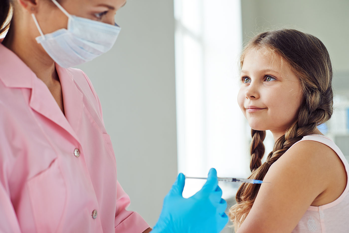 Getting flu vaccine for children.